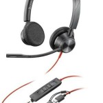 Poly BlackWIRE 3325 ST MS On Ear Multimedia Ακουστικά με μικρόφωνο και σύνδεση 3.5mm Jack / USB-C