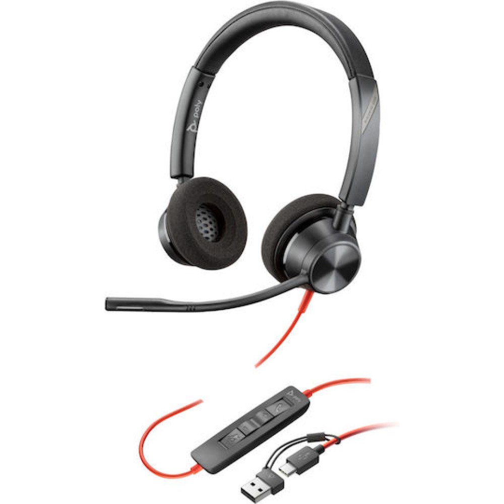 Poly Blackwire 3320 On Ear Multimedia Ακουστικά με μικρόφωνο και σύνδεση USB-C