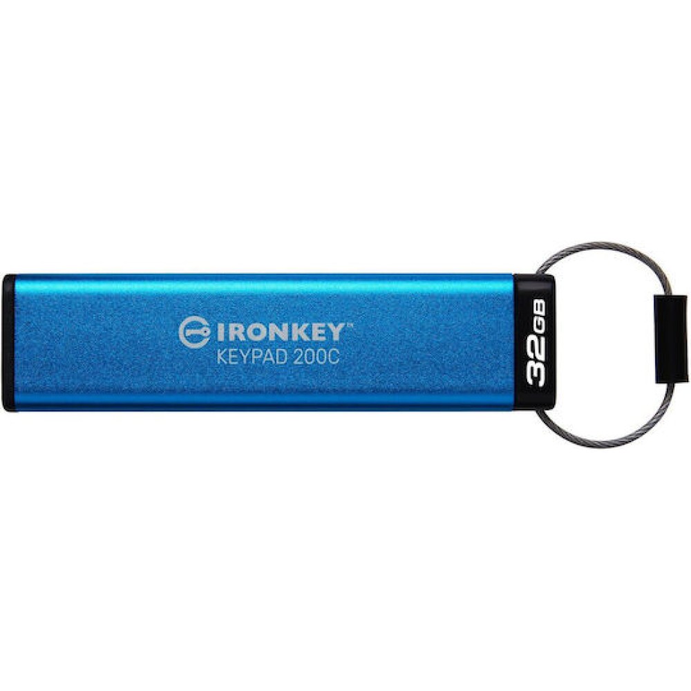 Kingston IronKey Keypad 200C 32GB USB 3.2 Stick με σύνδεση USB-C Μπλε