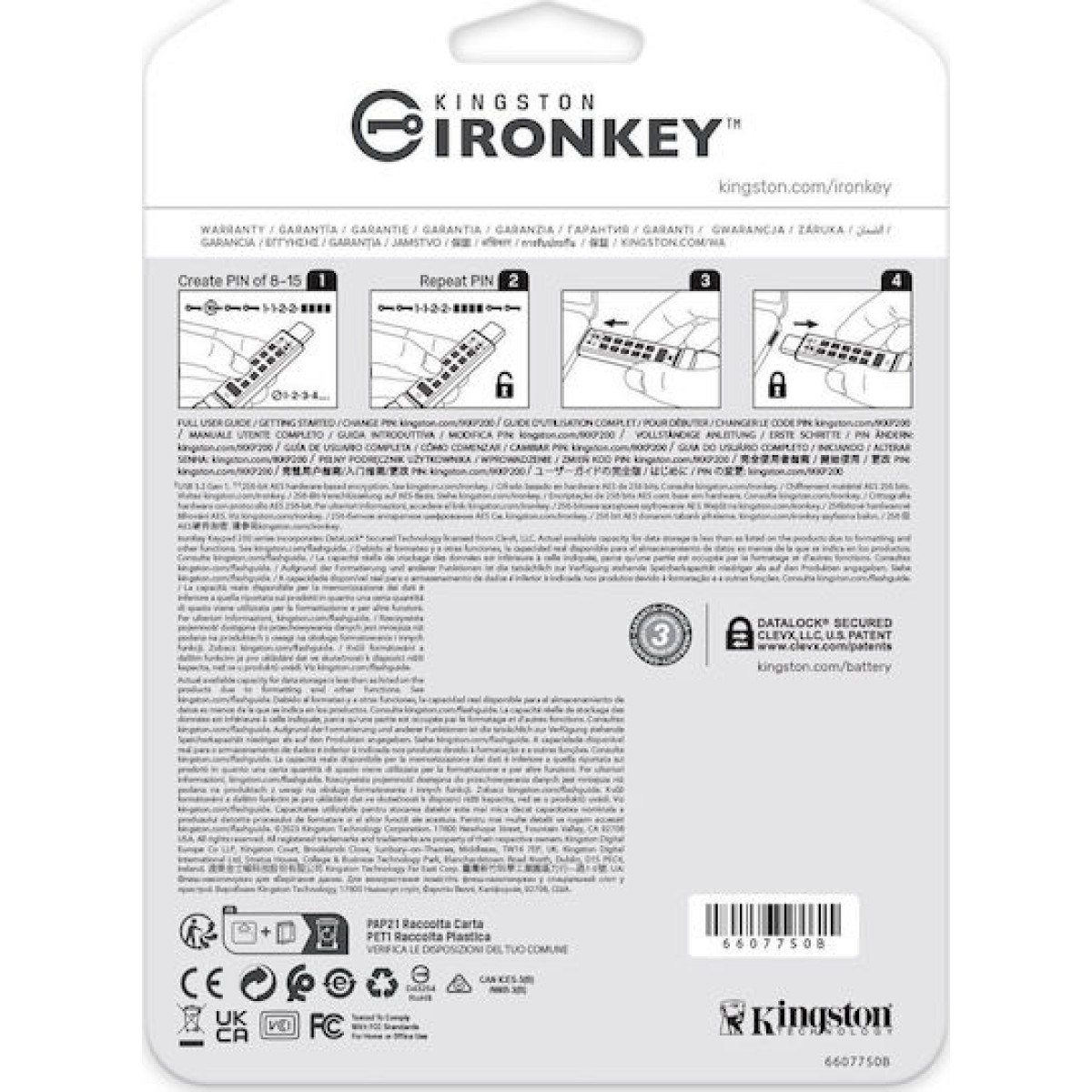 Kingston IronKey Keypad 200C 32GB USB 3.2 Stick με σύνδεση USB-C Μπλε