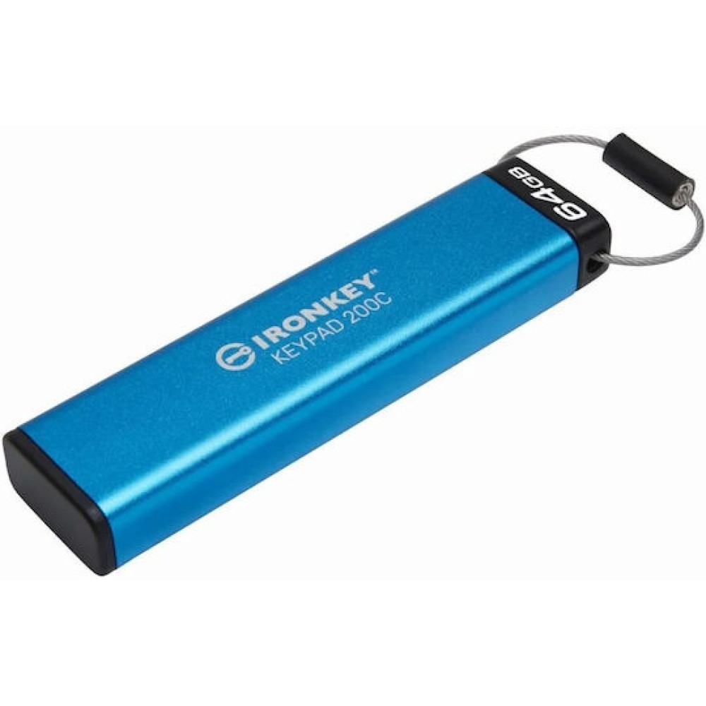 Kingston IronKey Keypad 200C 64GB USB 3.2 Stick με σύνδεση USB-C Μπλε