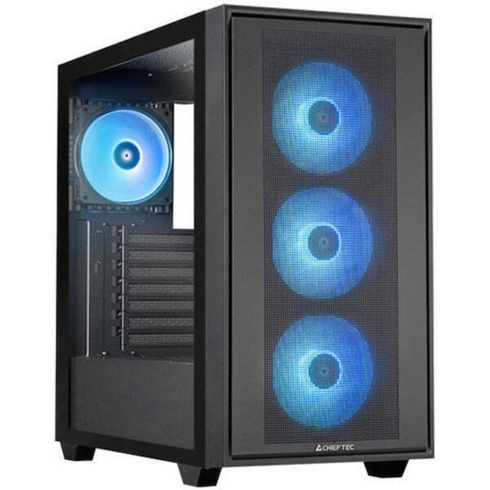 Chieftec Hunter 3 Gaming Midi Tower Κουτί Υπολογιστή με Πλαϊνό Παράθυρο και ARGB Φωτισμό Μαύρο