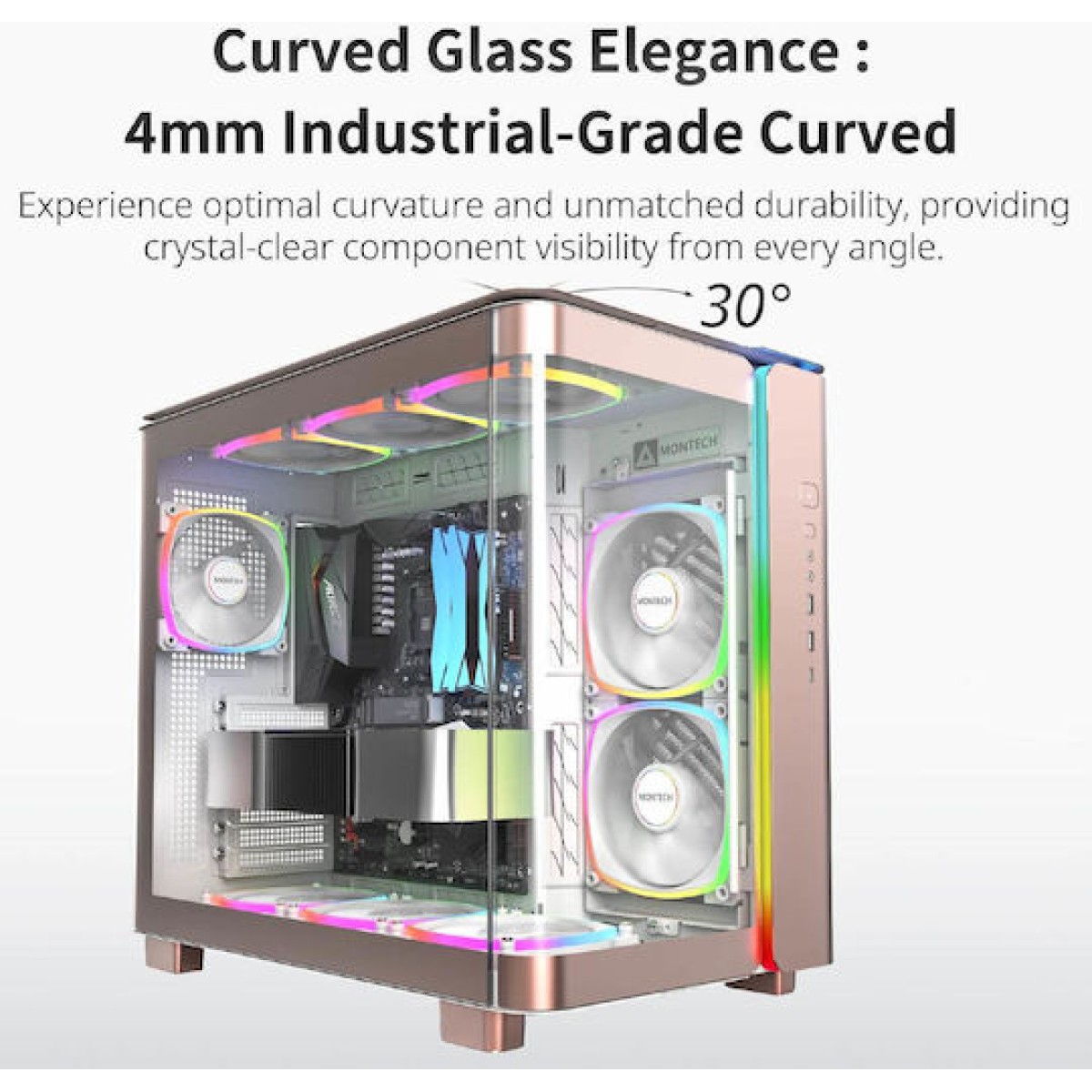 Montech King 95 Pro Midi Tower Κουτί Υπολογιστή με Πλαϊνό Παράθυρο Ροζ