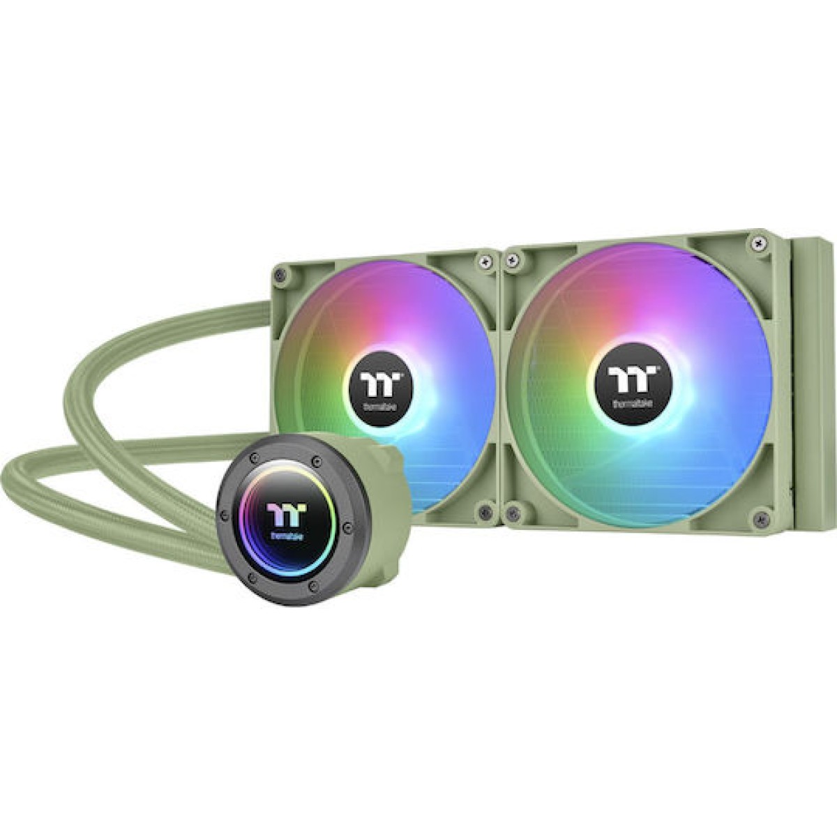 Thermaltake TH280 V2 Matcha Green Edition Υδρόψυξη Επεξεργαστή Διπλού Ανεμιστήρα 140mm για Socket AM4/AM5/1700/1200/115x με ARGB Φωτισμό Πράσινη