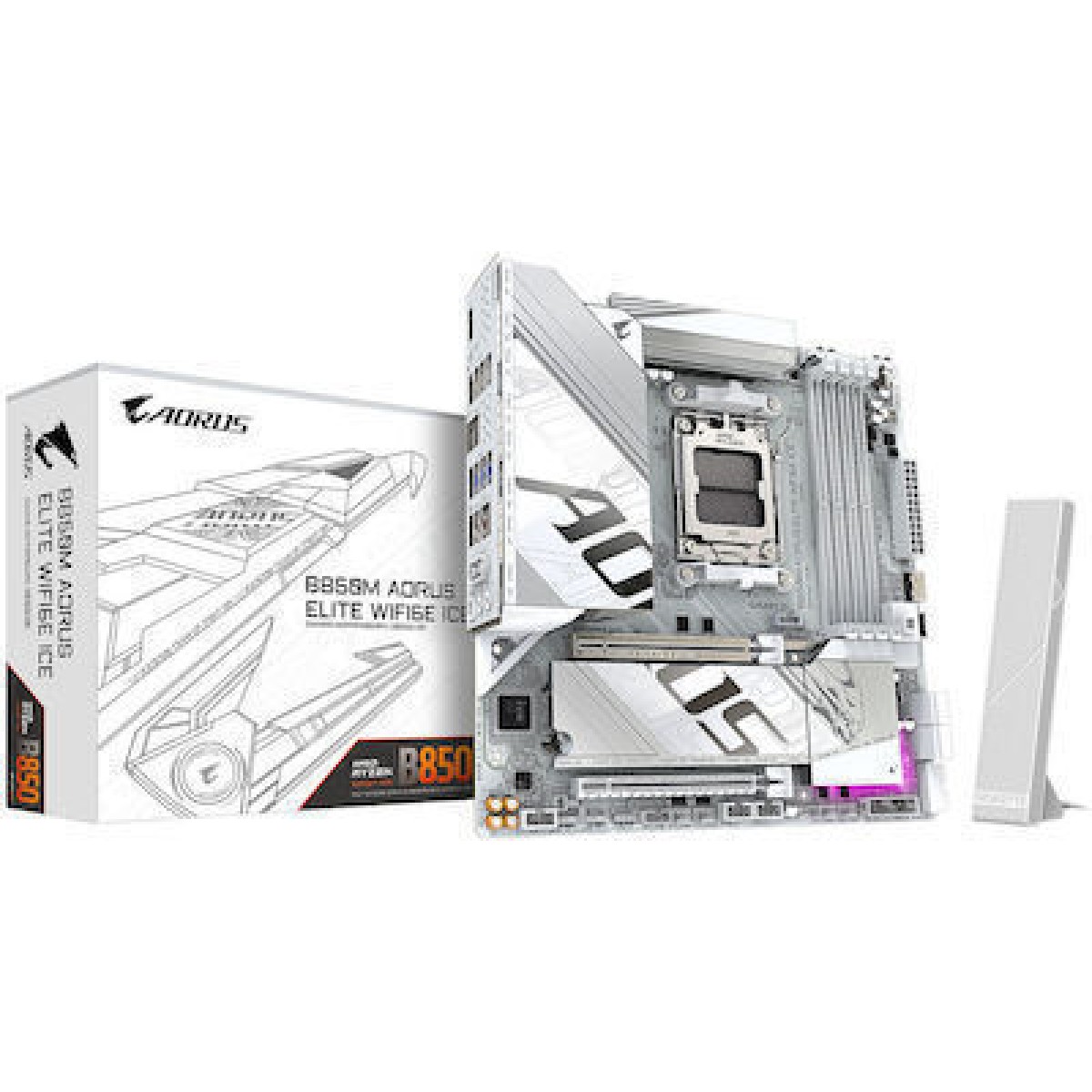 Gigabyte B850M Aorus Elite WIFI6E Ice Motherboard Micro ATX με AMD AM5 Socket