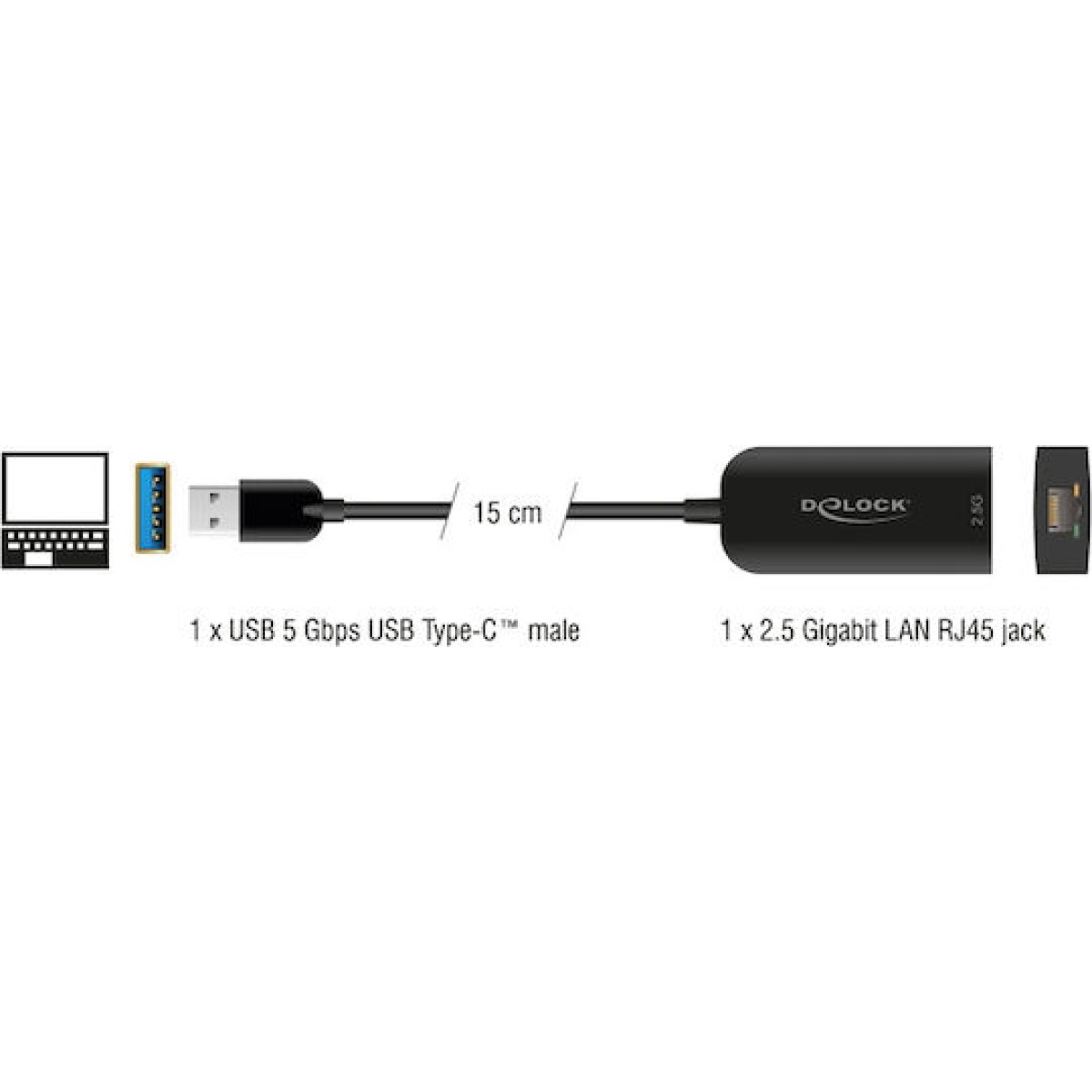 DeLock 66045 USB Αντάπτορας Δικτύου για Ενσύρματη σύνδεση Ethernet