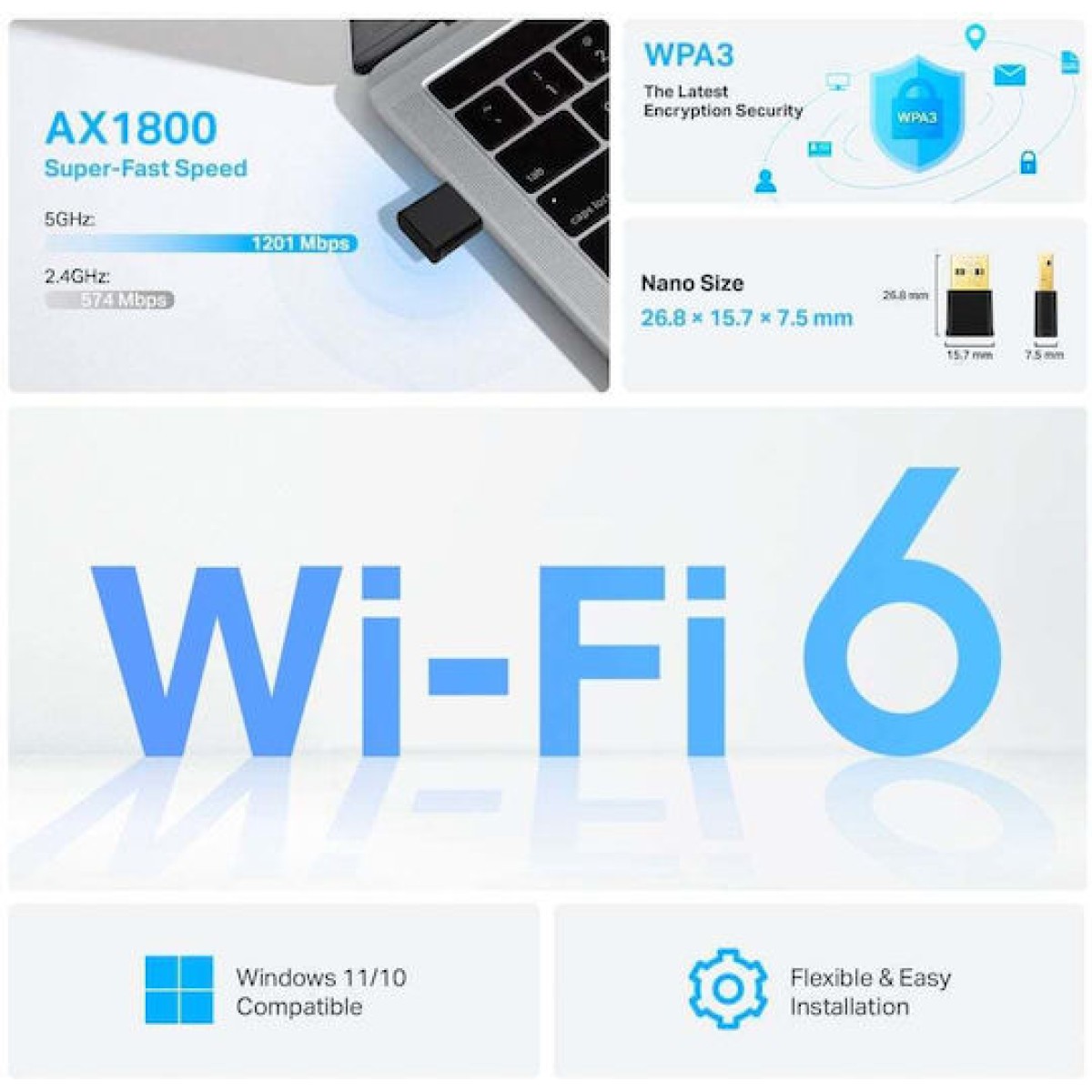 TP-LINK Archer Tx20u Nano v1 Ασύρματος USB Αντάπτορας Δικτύου