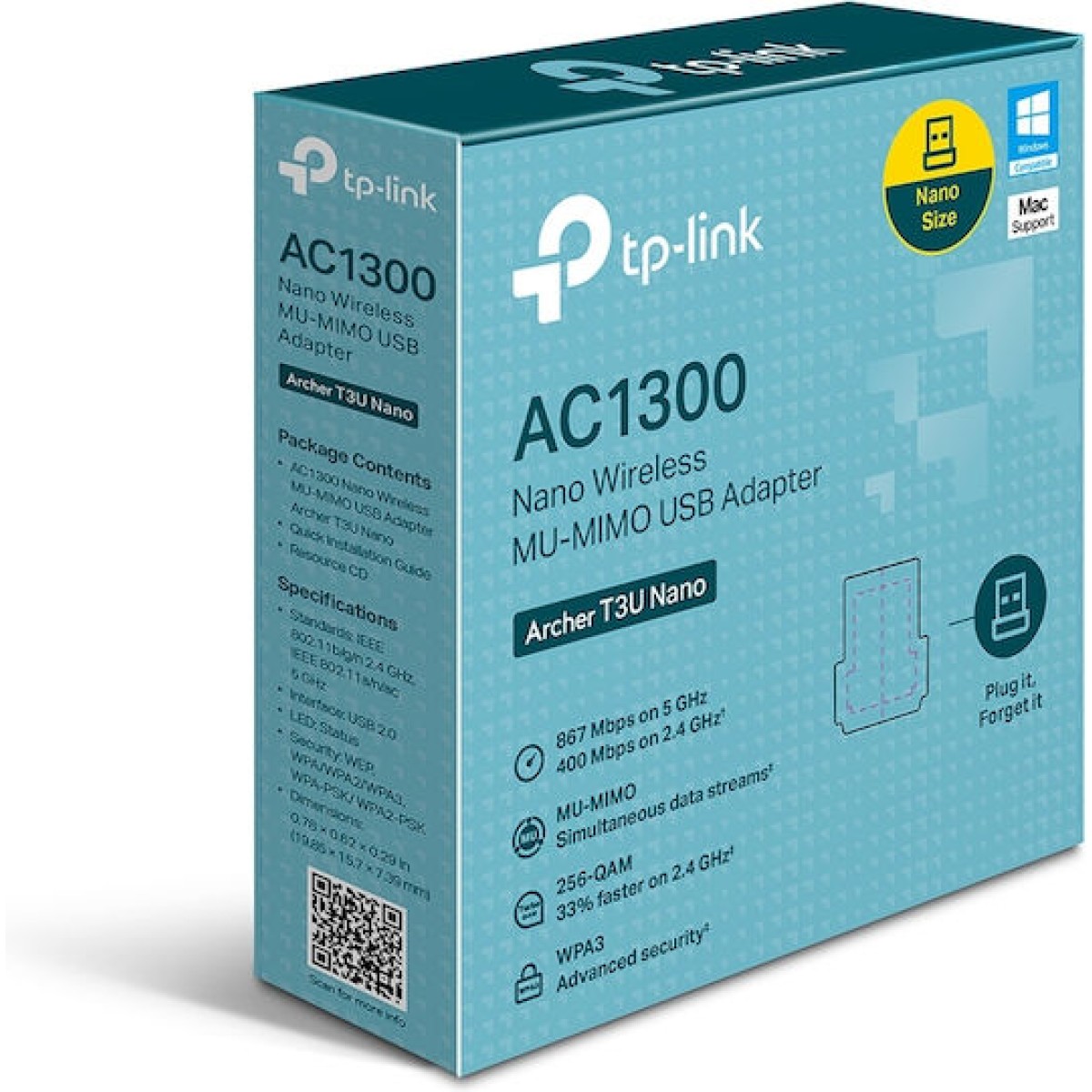 TP-LINK Archer T3U Nano v1 Ασύρματος USB Αντάπτορας Δικτύου 1300Mbps