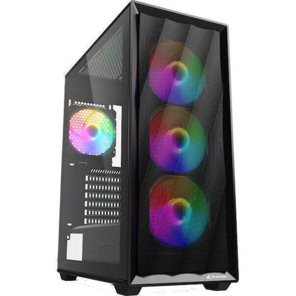 Sharkoon VK4 Rainbow Gaming Midi Tower Κουτί Υπολογιστή με Πλαϊνό Παράθυρο και RGB Φωτισμό Μαύρο