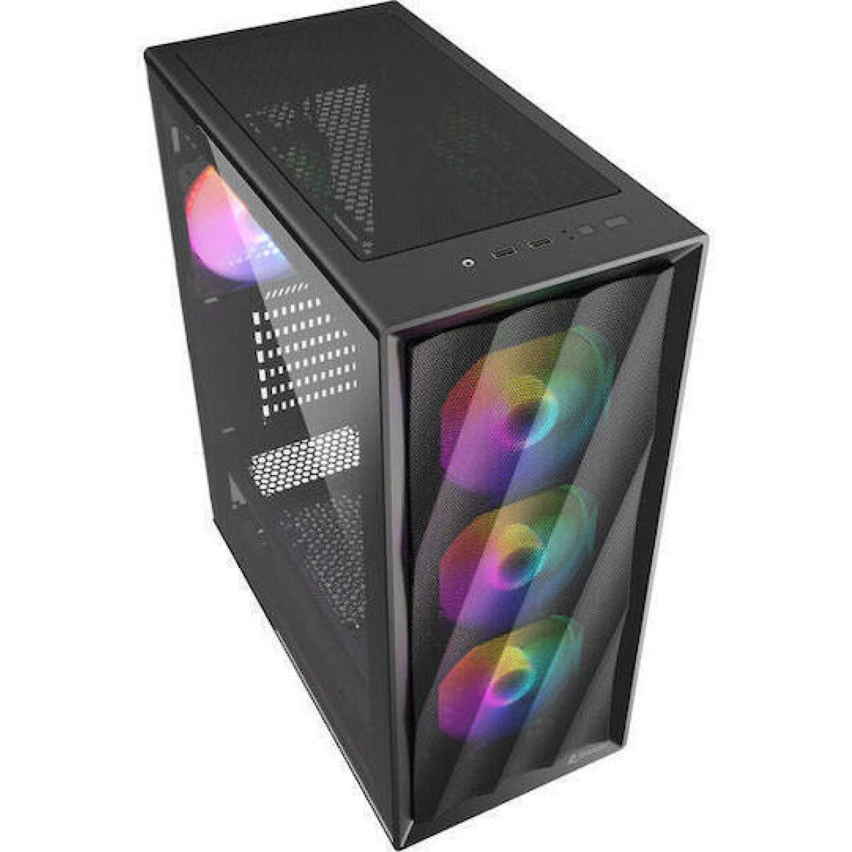 Sharkoon VK4 Rainbow Gaming Midi Tower Κουτί Υπολογιστή με Πλαϊνό Παράθυρο και RGB Φωτισμό Μαύρο