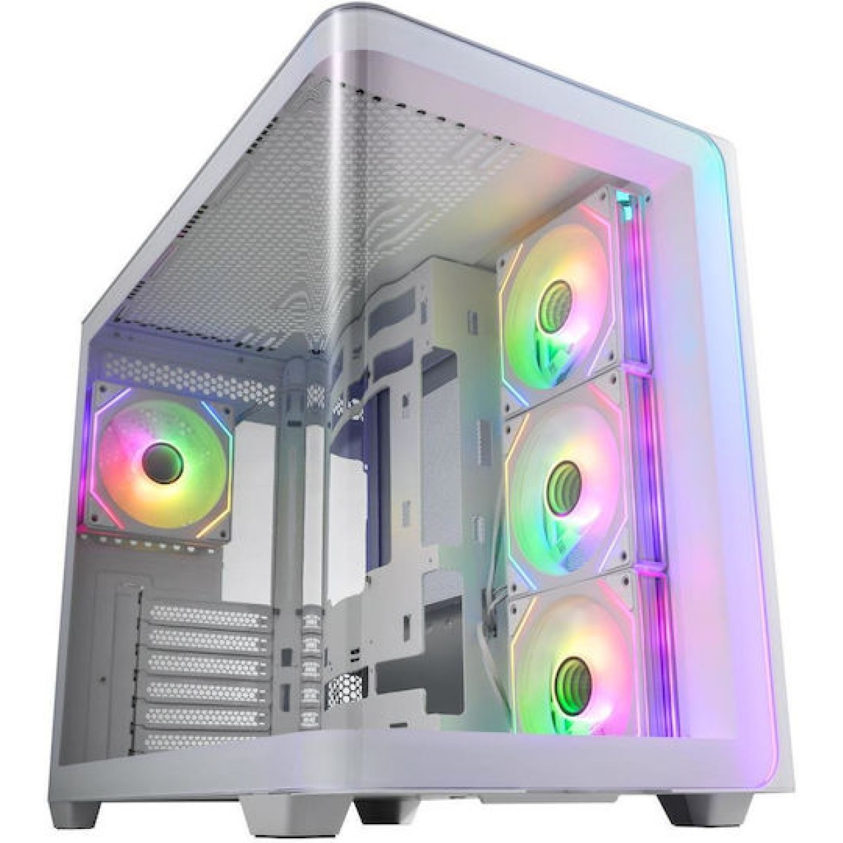 FSP/Fortron M580 Gaming Midi Tower Κουτί Υπολογιστή με Πλαϊνό Παράθυρο και RGB Φωτισμό Λευκό