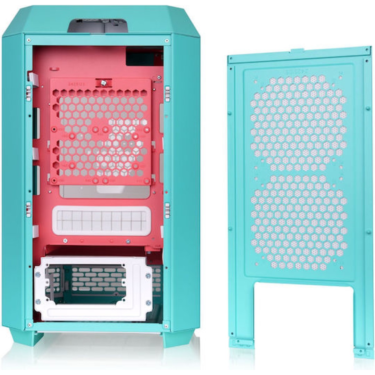 Thermaltake The Tower 250 Gaming Mini Tower Κουτί Υπολογιστή με Πλαϊνό Παράθυρο και RGB Φωτισμό Mint Strawberry