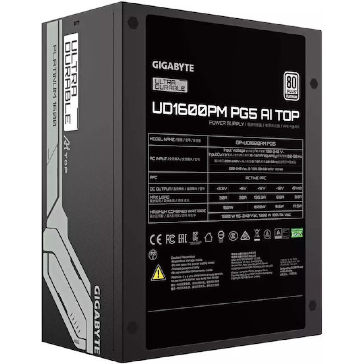 Gigabyte 1600W Μαύρο Τροφοδοτικό Υπολογιστή Full Modular 80 Plus Platinum (GP-UD1600PM-PG5)