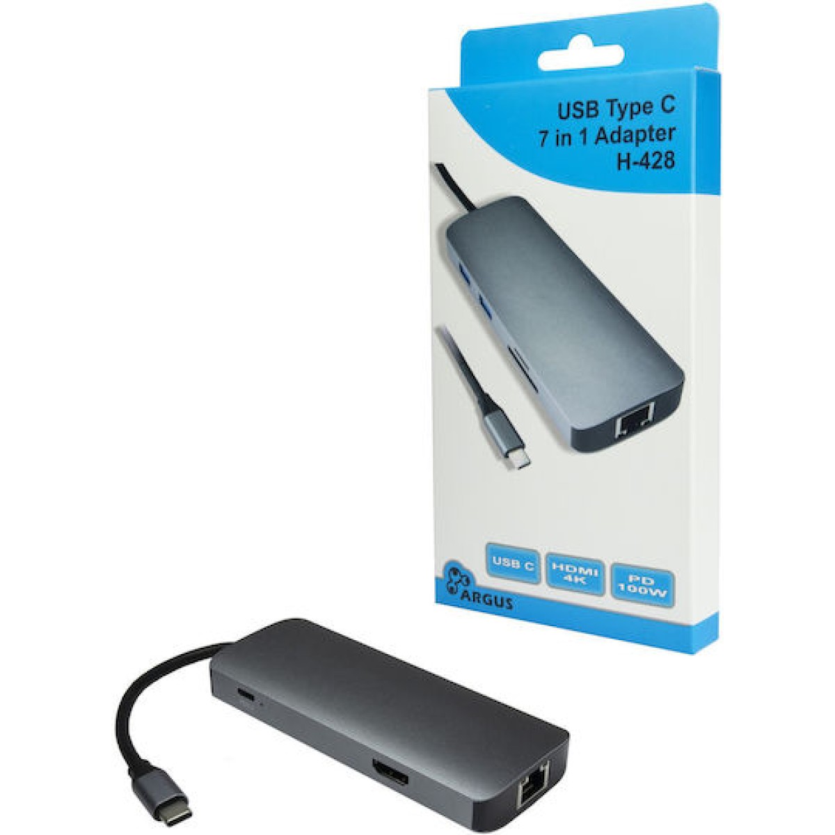Inter-Tech H-428 USB-C Docking Station με HDMI 4K PD Ethernet Μαύρο