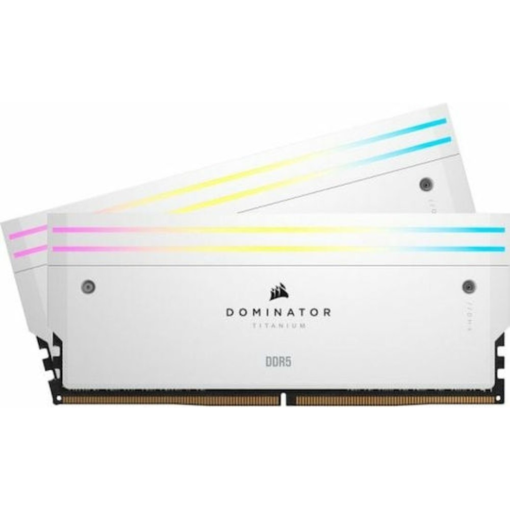 Corsair Dominator Titanium RGB XMP White DDR5 32GB RAM με 2x16GB Modules και Ταχύτητα 7200 για Desktop