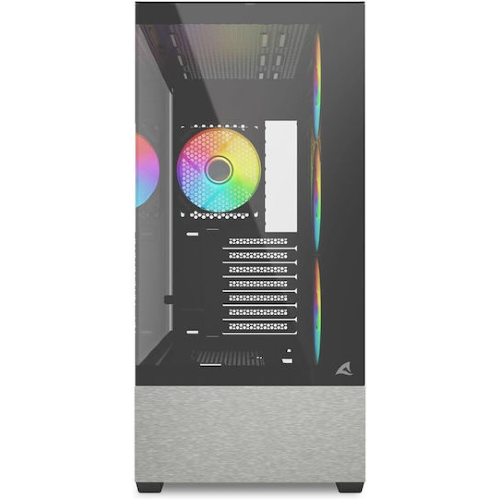 Sharkoon AK7 ARGB Gaming Midi Tower Κουτί Υπολογιστή με Πλαϊνό Παράθυρο Μαύρο