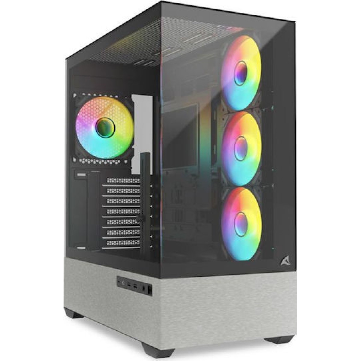 Sharkoon AK7 ARGB Gaming Midi Tower Κουτί Υπολογιστή με Πλαϊνό Παράθυρο Μαύρο