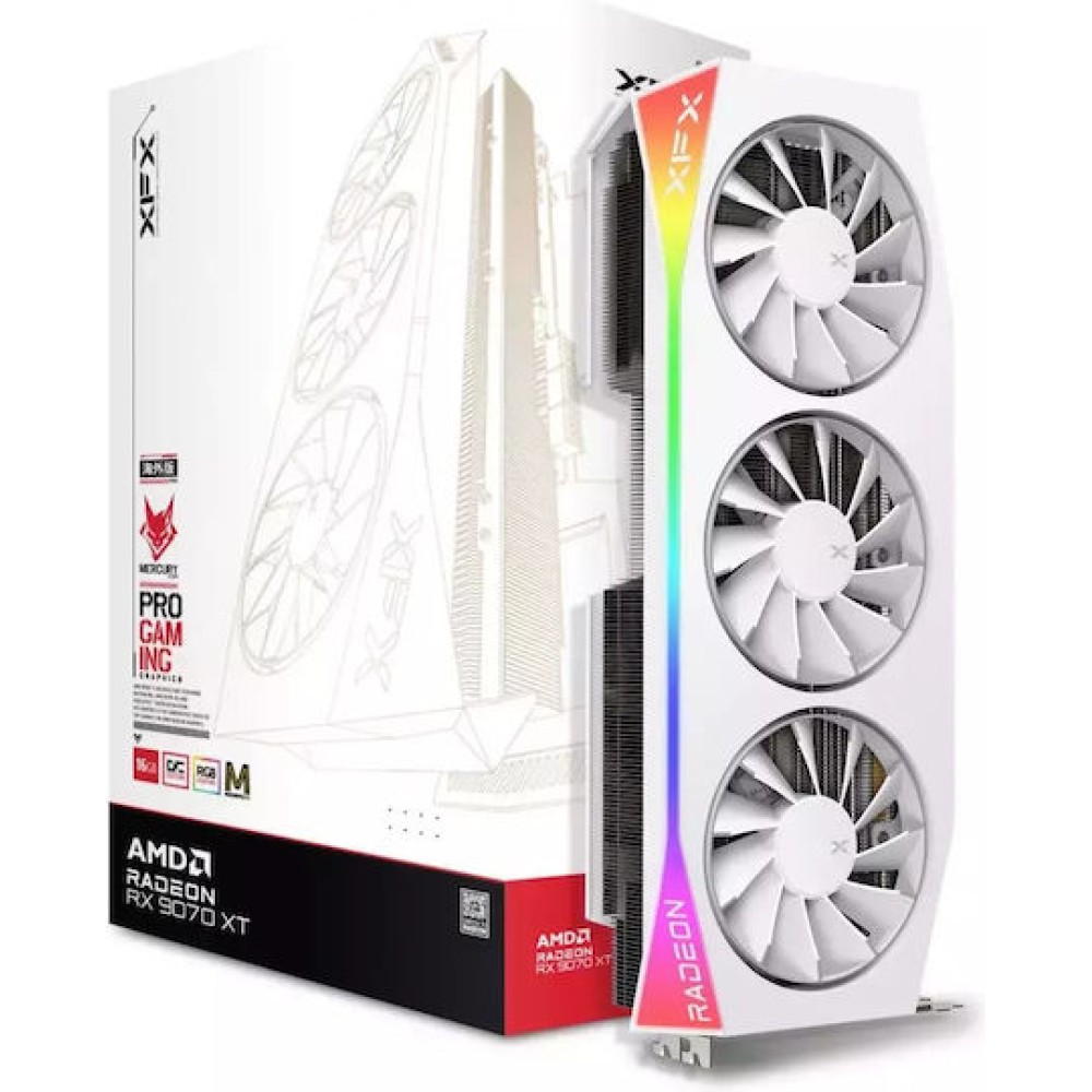 XFX Radeon RX 9070 XT 16GB GDDR6 OC White Magnetic Air Edition RGB Κάρτα Γραφικών