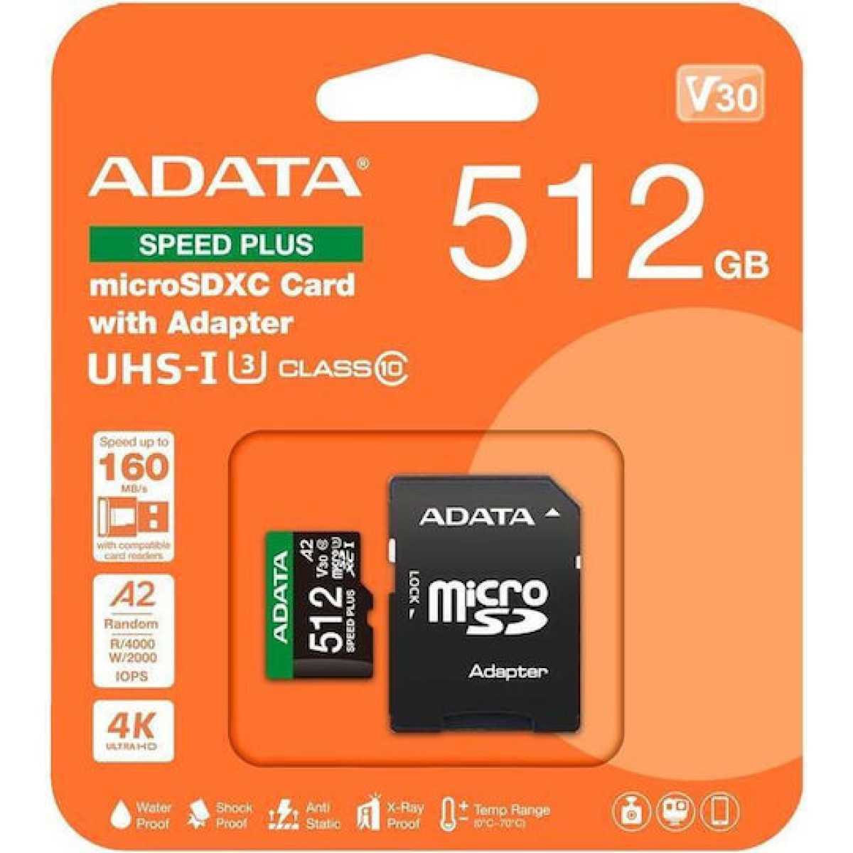 Adata microSDXC 512GB Class 10 U3 V30 A2