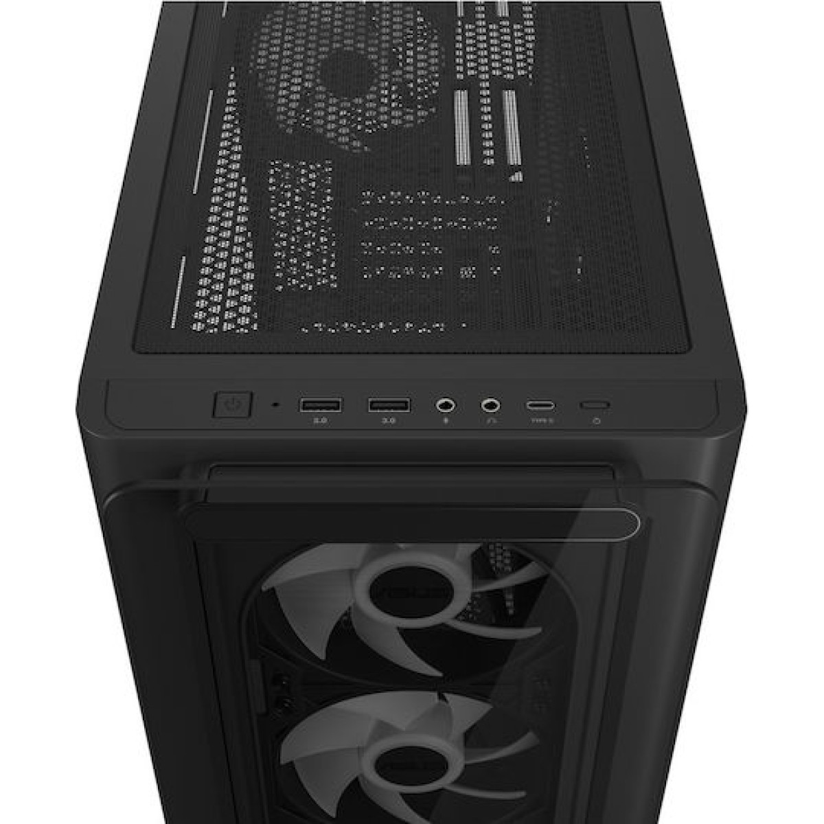 Asus A23 Plus Gaming Midi Tower Κουτί Υπολογιστή με Πλαϊνό Παράθυρο και RGB Φωτισμό Μαύρο