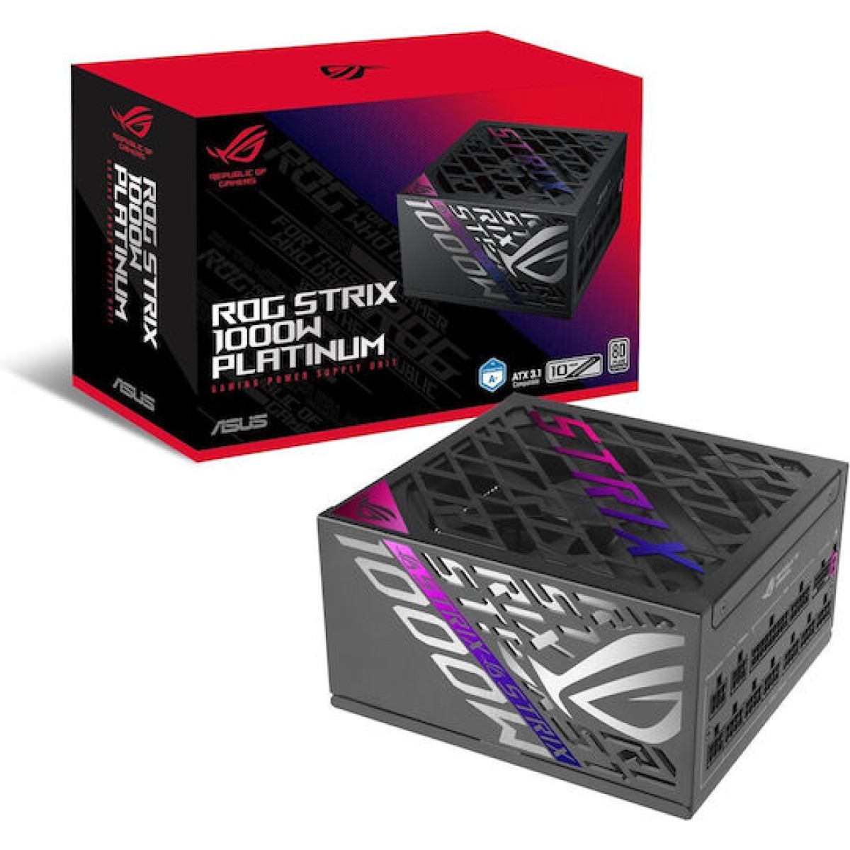 Asus ROG STRIX 1000 1000W Μαύρο Τροφοδοτικό Υπολογιστή Full Modular 80 Plus Titanium