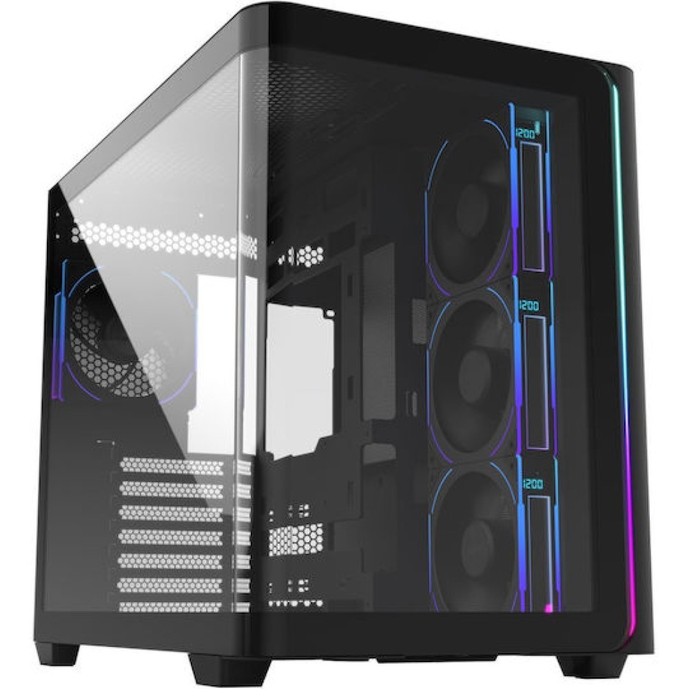 FSP/Fortron M580 Plus Gaming Midi Tower Κουτί Υπολογιστή με Πλαϊνό Παράθυρο και RGB Φωτισμό Μαύρο