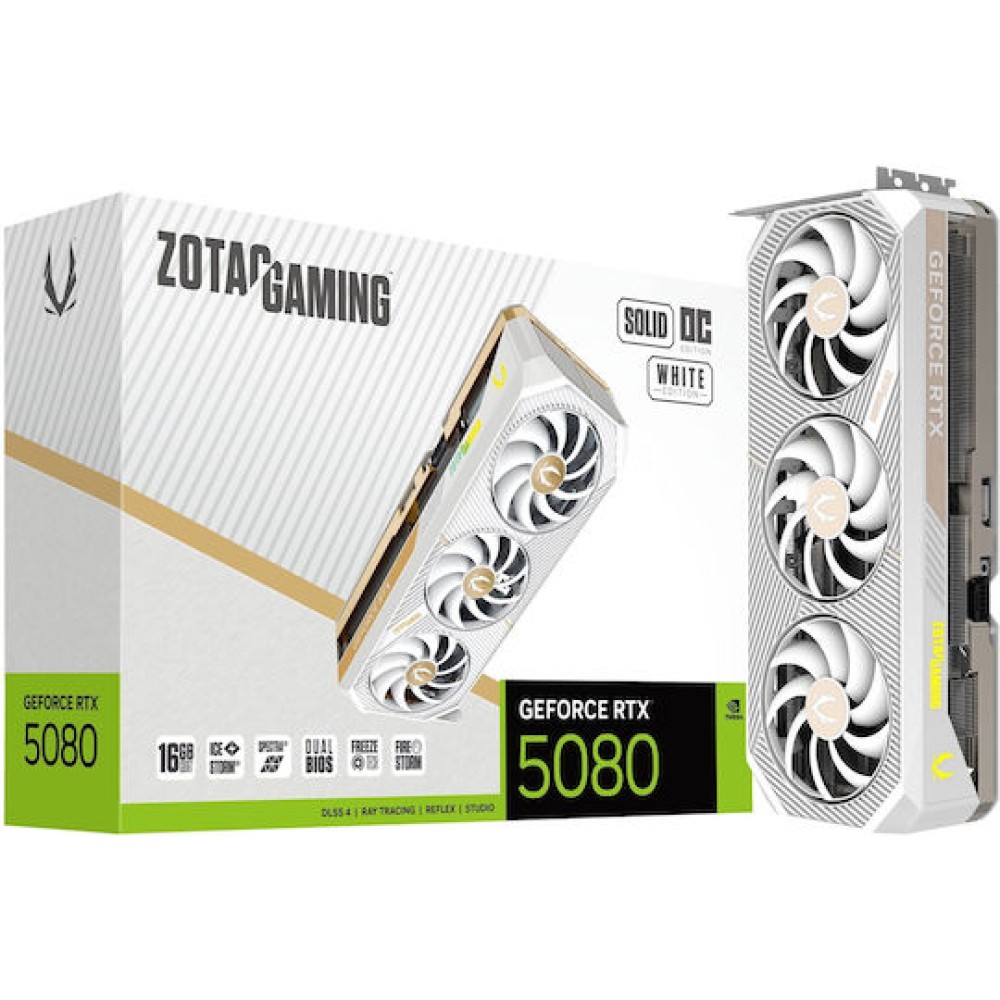 Zotac GeForce RTX 5080 16GB GDDR7 Solid OC White Κάρτα Γραφικών
