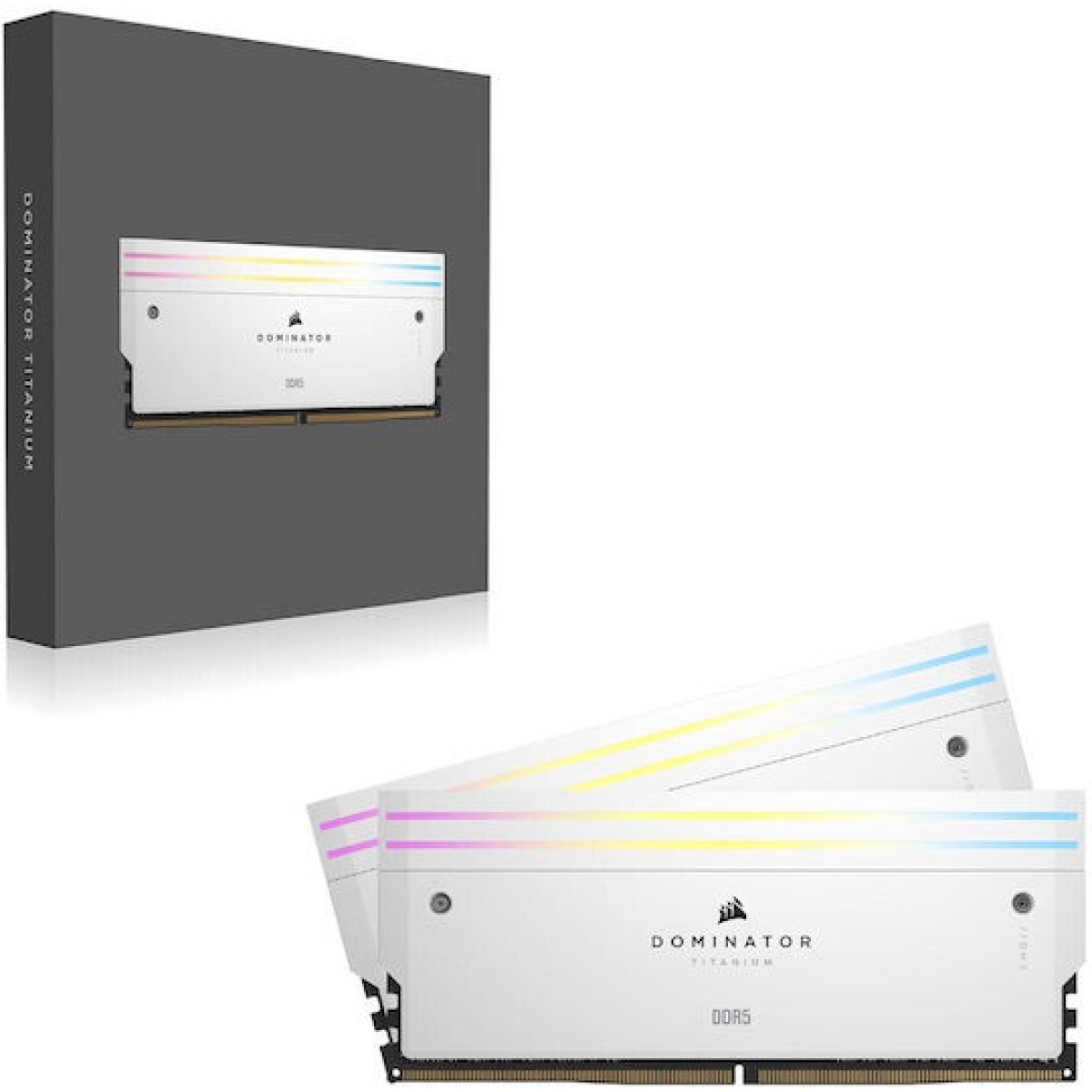 Corsair Dominator Titanium RGB XMP White DDR5 64GB RAM με 2x32GB Modules και Ταχύτητα 6400 για Desktop