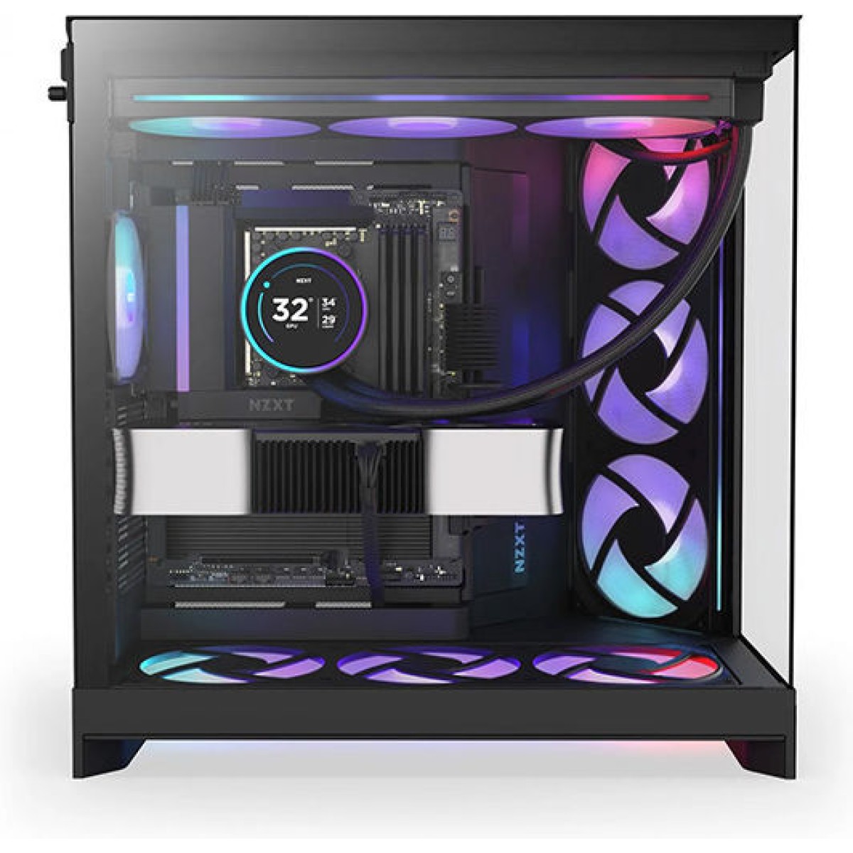 NZXT H9 Flow RGB Gaming Midi Tower Κουτί Υπολογιστή με Πλαϊνό Παράθυρο Μαύρο