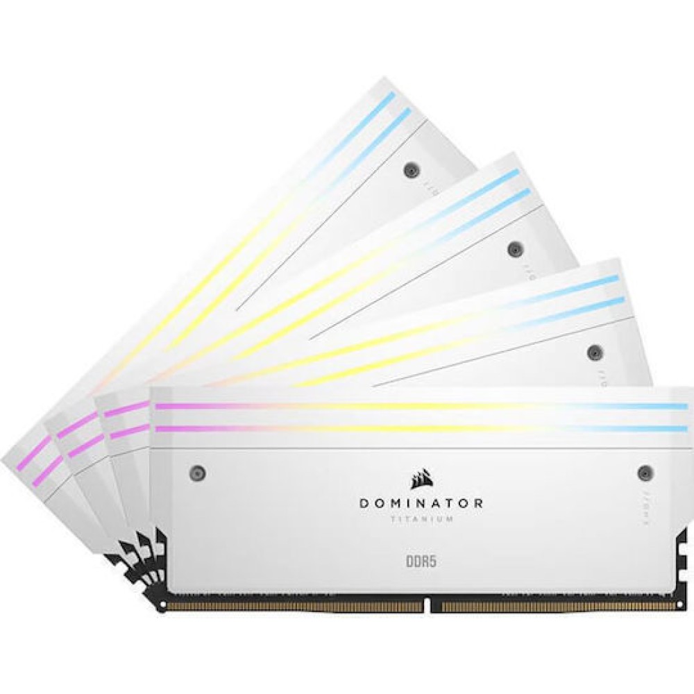 Corsair Dominator Titanium RGB XMP White DDR5 64GB RAM με 4x16GB Modules και Ταχύτητα 6400 για Desktop