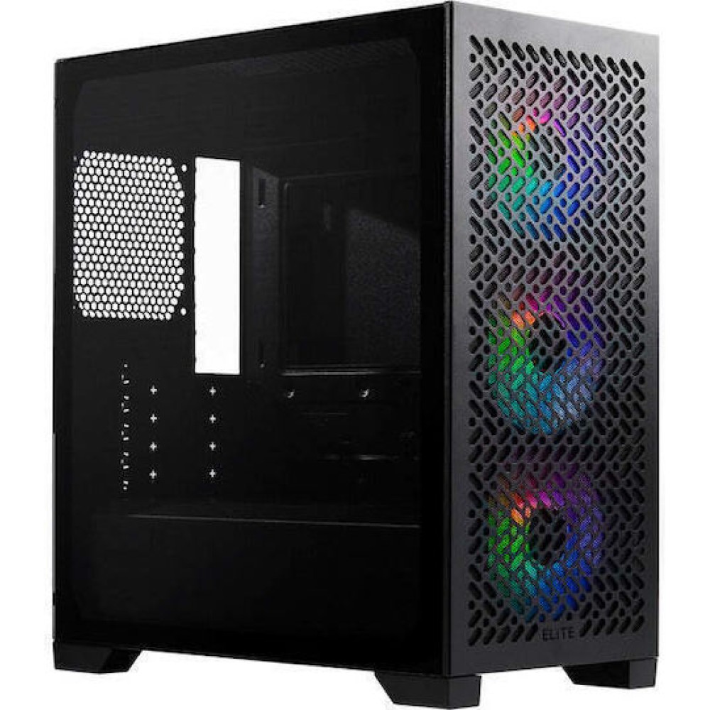 CoolerMaster Elite 302 Gaming Midi Tower Κουτί Υπολογιστή με Πλαϊνό Παράθυρο και ARGB Φωτισμό Μαύρο
