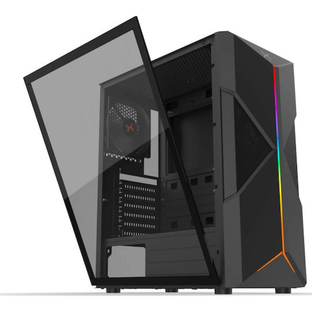 Krux Astral Gaming Midi Tower Κουτί Υπολογιστή με Πλαϊνό Παράθυρο και RGB Φωτισμό Μαύρο