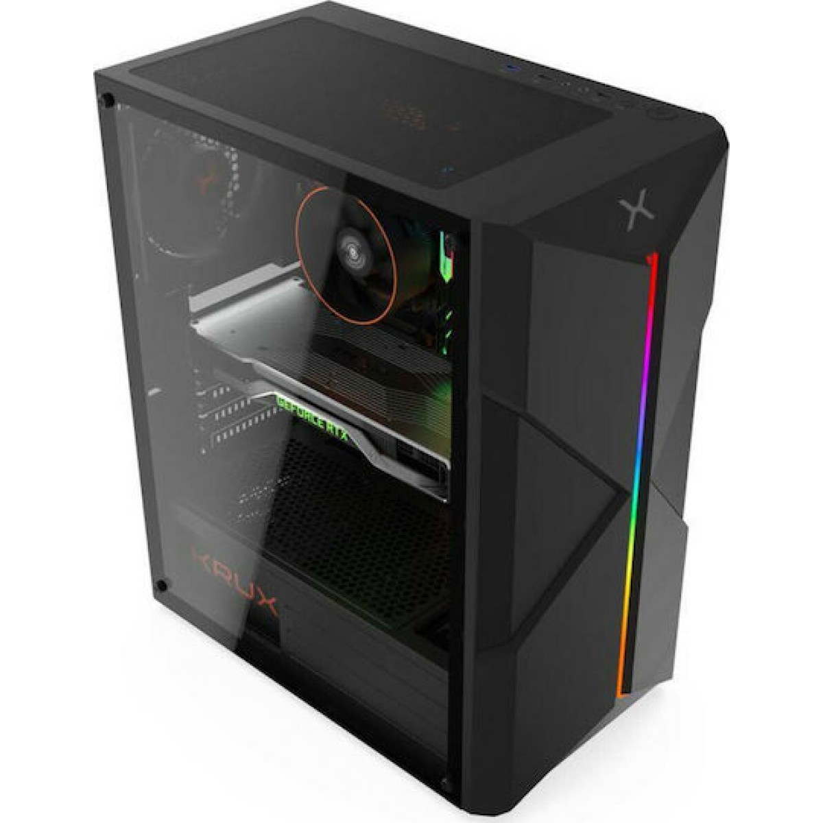 Krux Astral Gaming Midi Tower Κουτί Υπολογιστή με Πλαϊνό Παράθυρο και RGB Φωτισμό Μαύρο