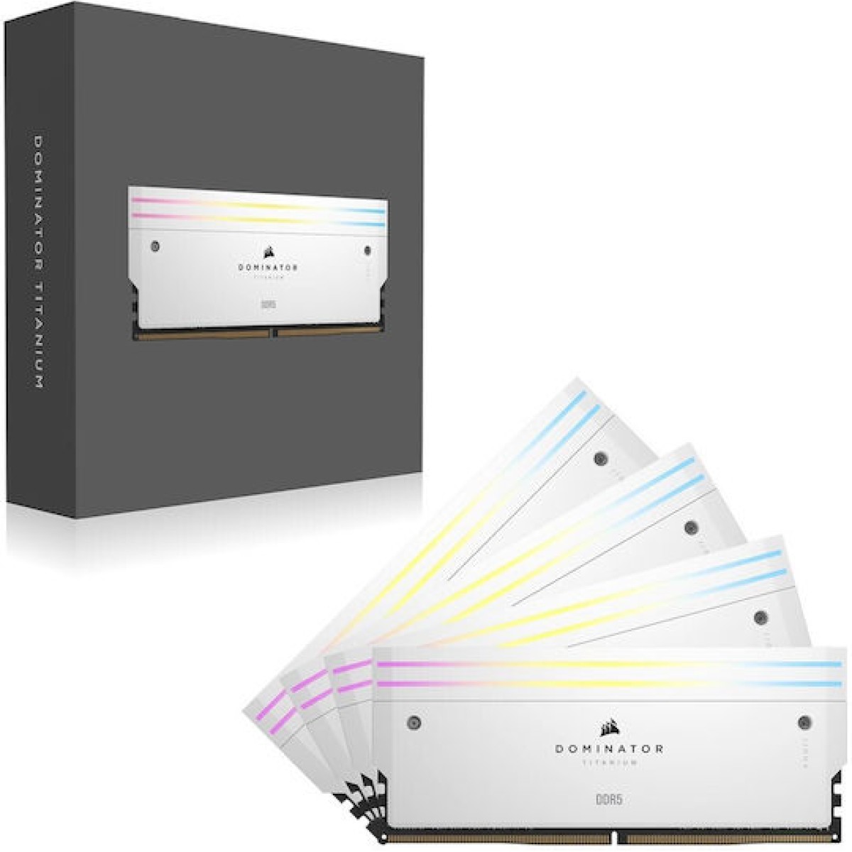 Corsair Dominator Titanium RGB XMP White DDR5 64GB RAM με 4x16GB Modules και Ταχύτητα 6000 για Desktop