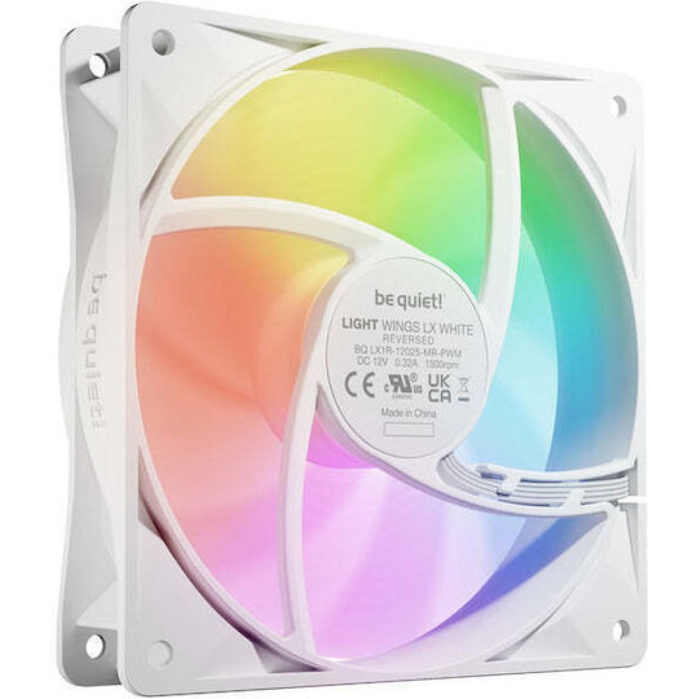 Be Quiet Light Wings LX Reverse Case Fan 120mm με ARGB Φωτισμό και Σύνδεση 4-Pin PWM Λευκό
