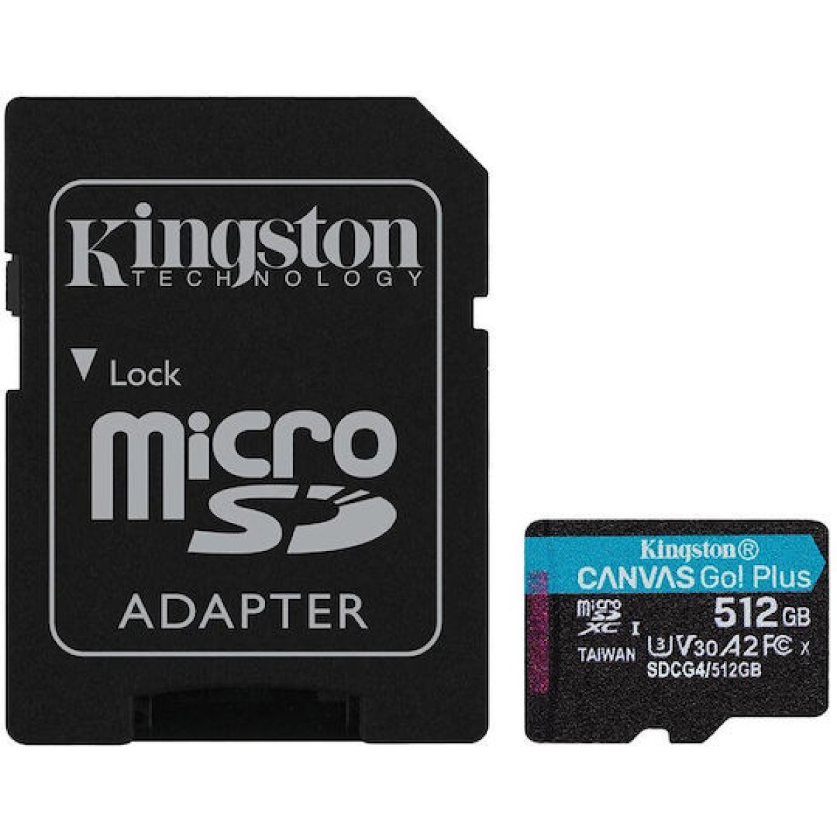 Kingston Canvas Go Plus SDXC 512GB Class 10 U3 V30 A2 UHS-I με αντάπτορα
