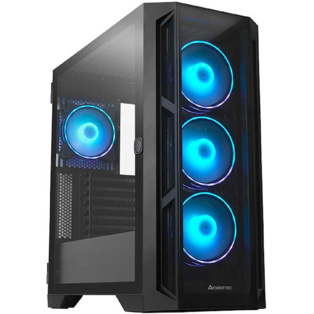 Chieftec APEX Gaming Midi Tower Κουτί Υπολογιστή με Πλαϊνό Παράθυρο και RGB Φωτισμό Μαύρο
