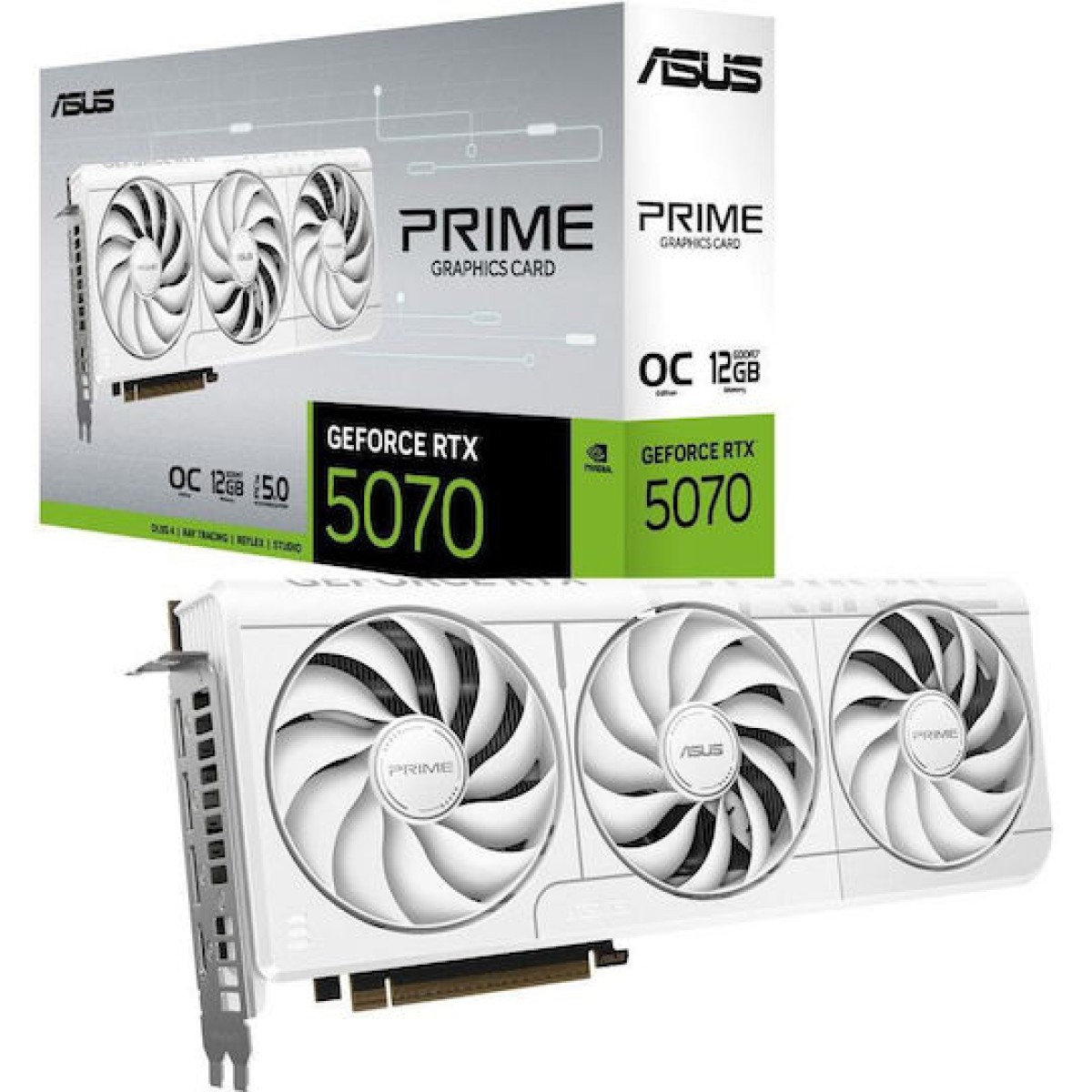 Asus GeForce RTX 5070 12GB GDDR7 Prime OC White OC Κάρτα Γραφικών
