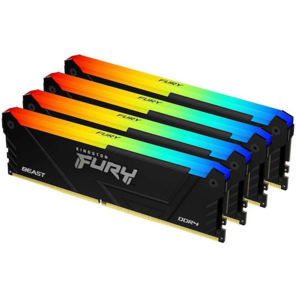 Kingston Fury Beast DDR4 128GB RAM με 4x32GB Modules και Ταχύτητα 3600 για Desktop