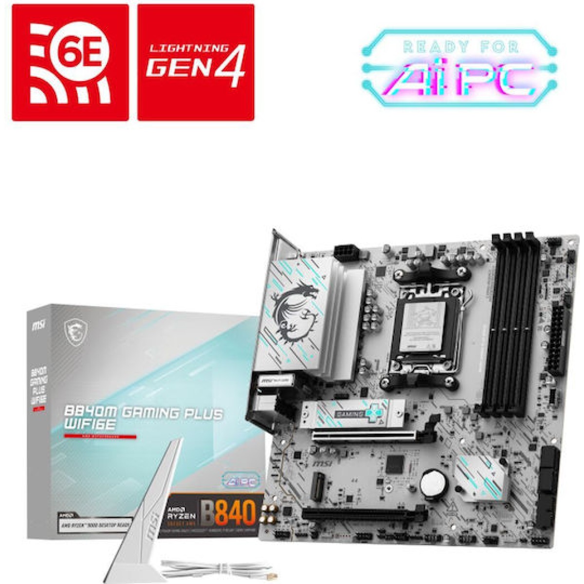 MSI B840M Gaming Plus WIFI6E Motherboard Micro ATX με AMD AM5 Socket 7E77-003R