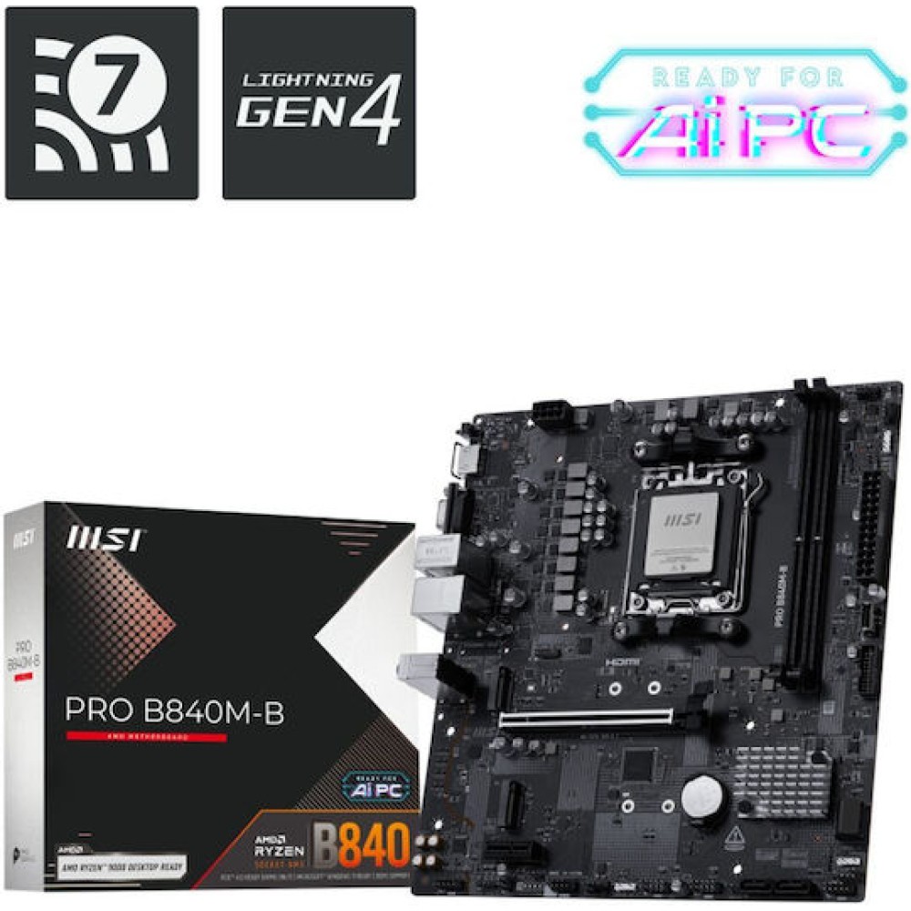 MSI PRO B840M-B Motherboard Micro ATX με AMD AM5 Socket 7E76-002R