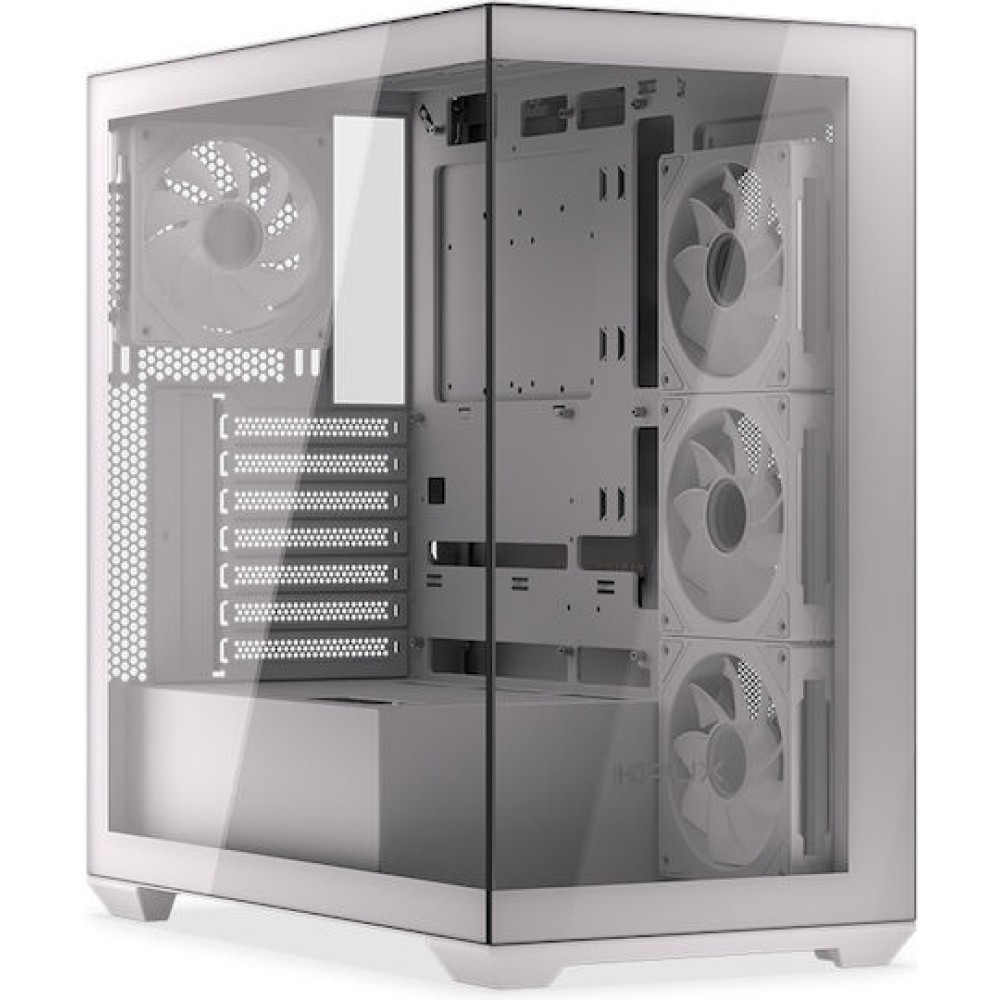 Krux Exo Gaming Midi Tower Κουτί Υπολογιστή με Πλαϊνό Παράθυρο και ARGB Φωτισμό Λευκό