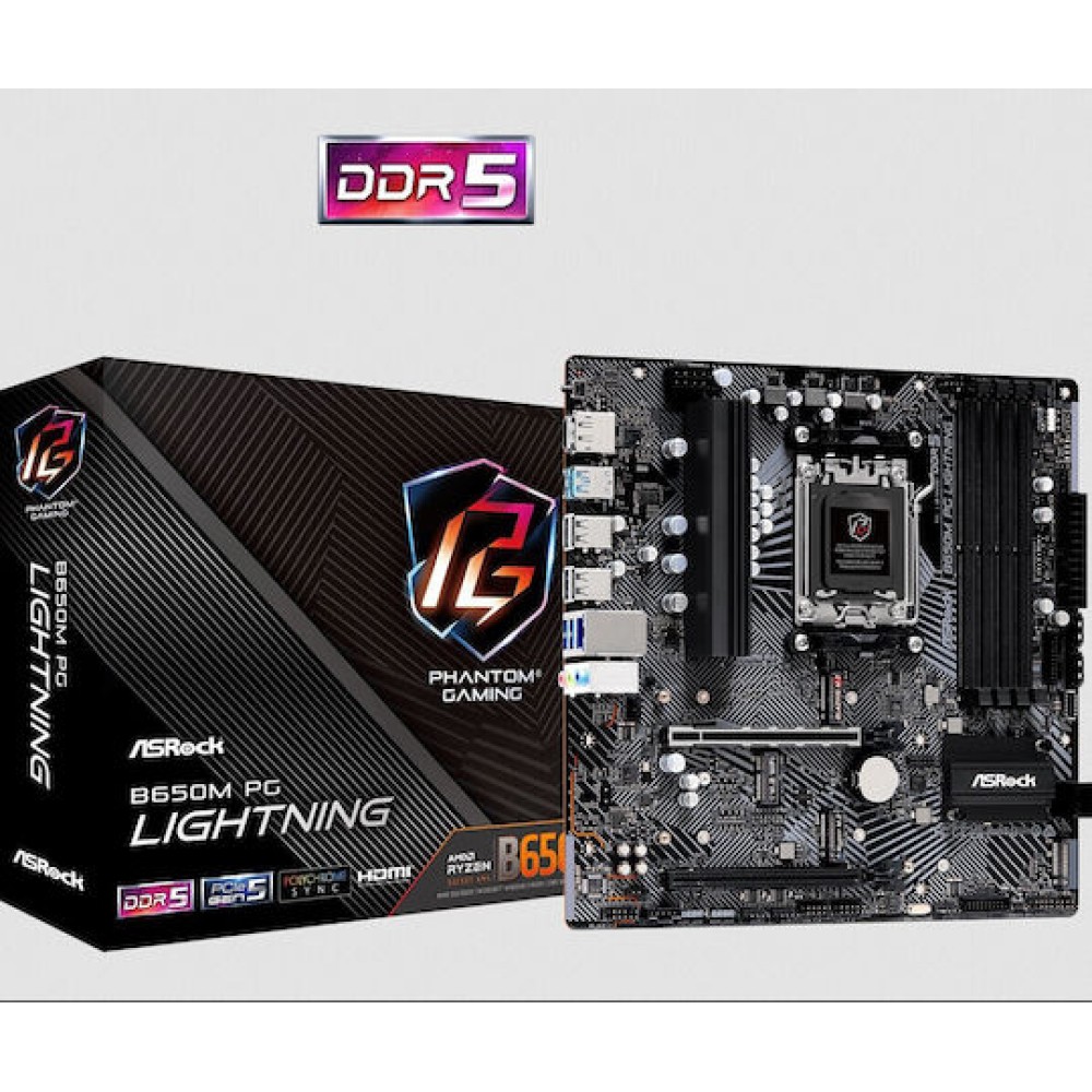 ASRock B650M PG Lightning Motherboard Micro ATX με AMD AM5 Socket 90-MXBMV0-A0UAYZ