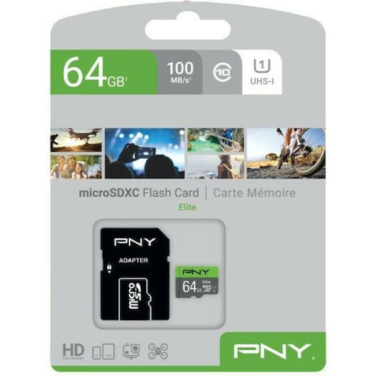 PNY Elite microSDXC 64GB Class 10 U1 UHS-I με αντάπτορα