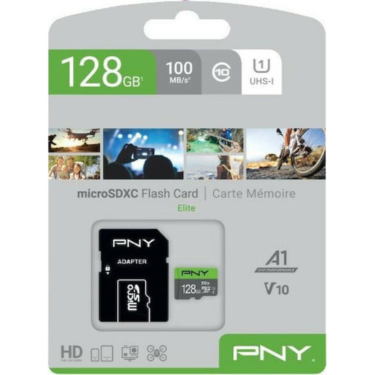 PNY Elite microSDXC 128GB Class 10 U1 UHS-I με αντάπτορα