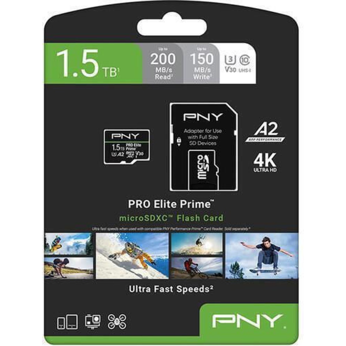 PNY microSDXC 1.5TB Class 10 U3 V30 A2 UHS-I με αντάπτορα