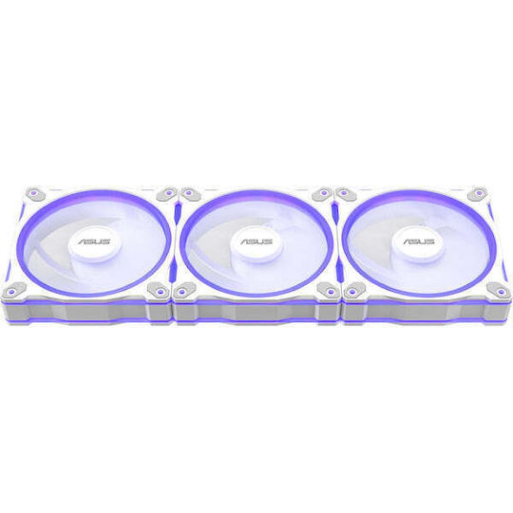 Asus Prime MR120 Reverse Case Fan με ARGB Φωτισμό και Σύνδεση 4-Pin PWM 3τμχ Λευκό