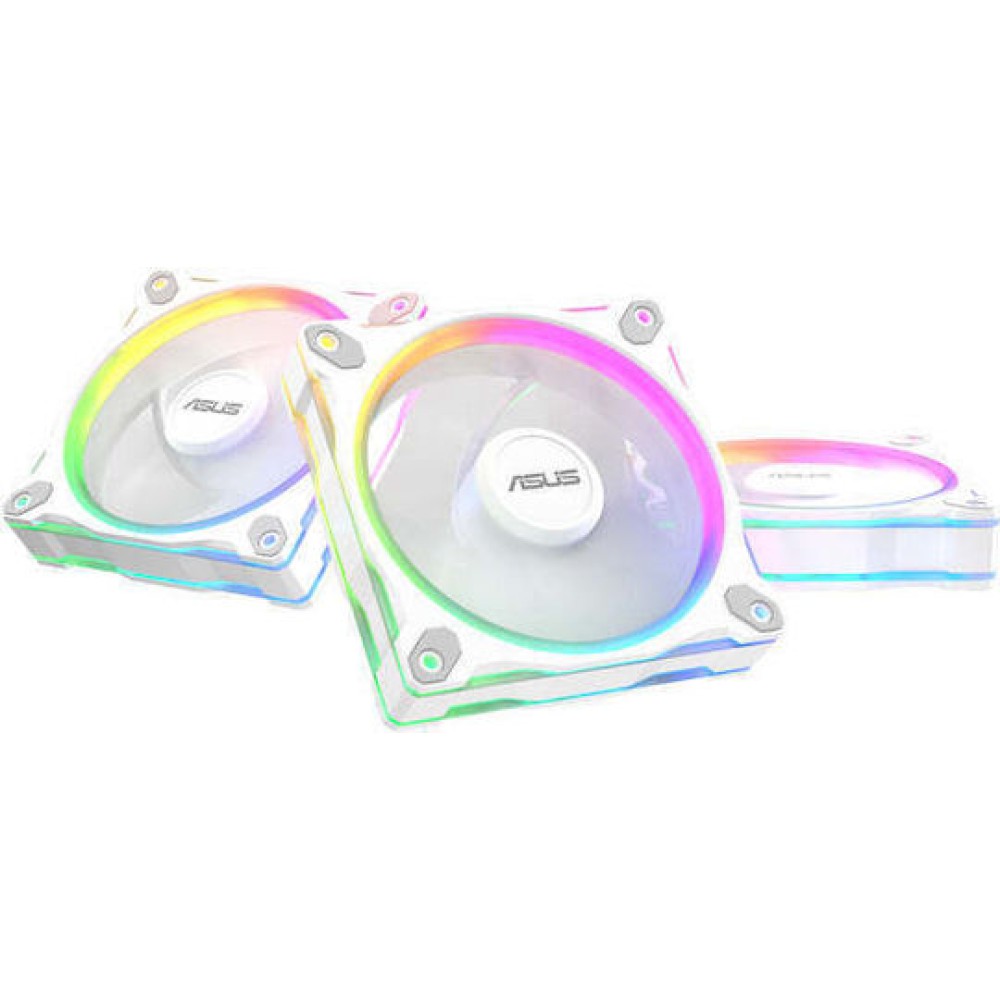 Asus Prime MR120 Reverse Case Fan με ARGB Φωτισμό και Σύνδεση 4-Pin PWM 3τμχ Λευκό