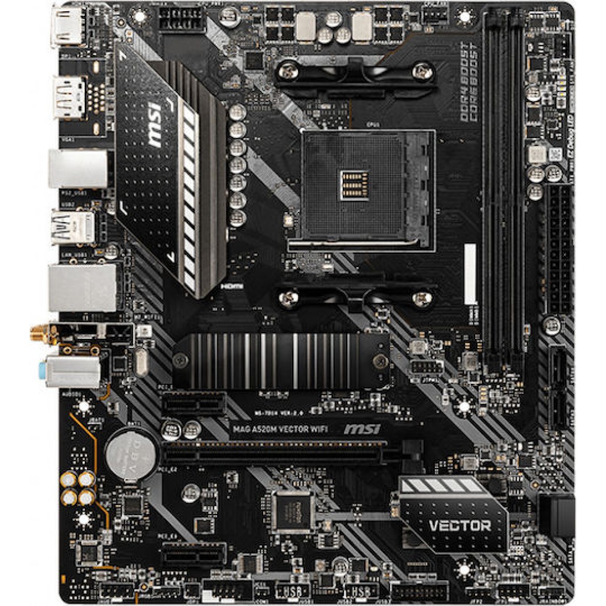 MSI A520M Vector WIFI Motherboard Micro ATX με AMD AM4 Socket 7D14-008R