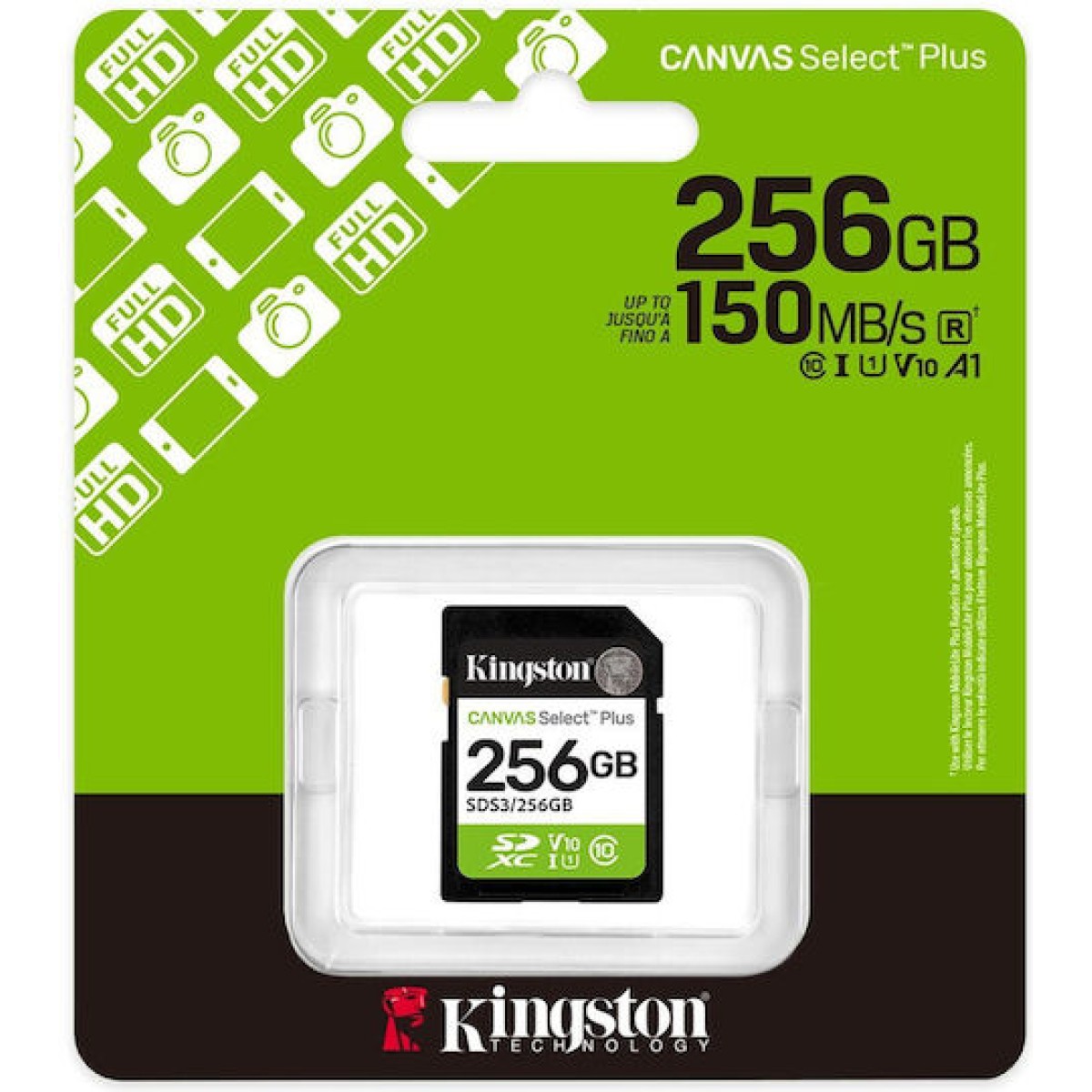 256gb Sd Memory Card Kingston Canvas Select Plus Class 10 Uhs-i Read Speed Up To 100mb/s